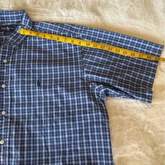 Ralph Lauren Blake Blue and White Plaid shirt sleeve button down Large vintage - Picture 12 of 12